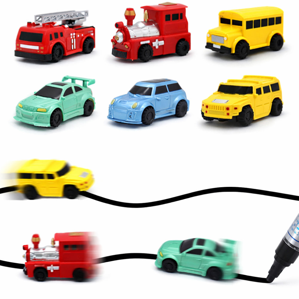 Set compacto de juguete de coche de dibujo guiado por bolígrafo sobre pistas interactivas