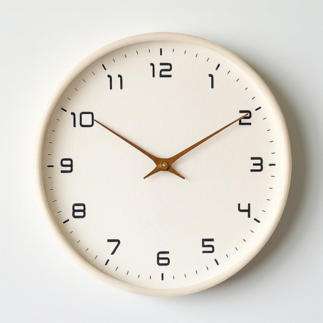 Reloj de pared de cuarzo silencioso con marco de madera minimalista