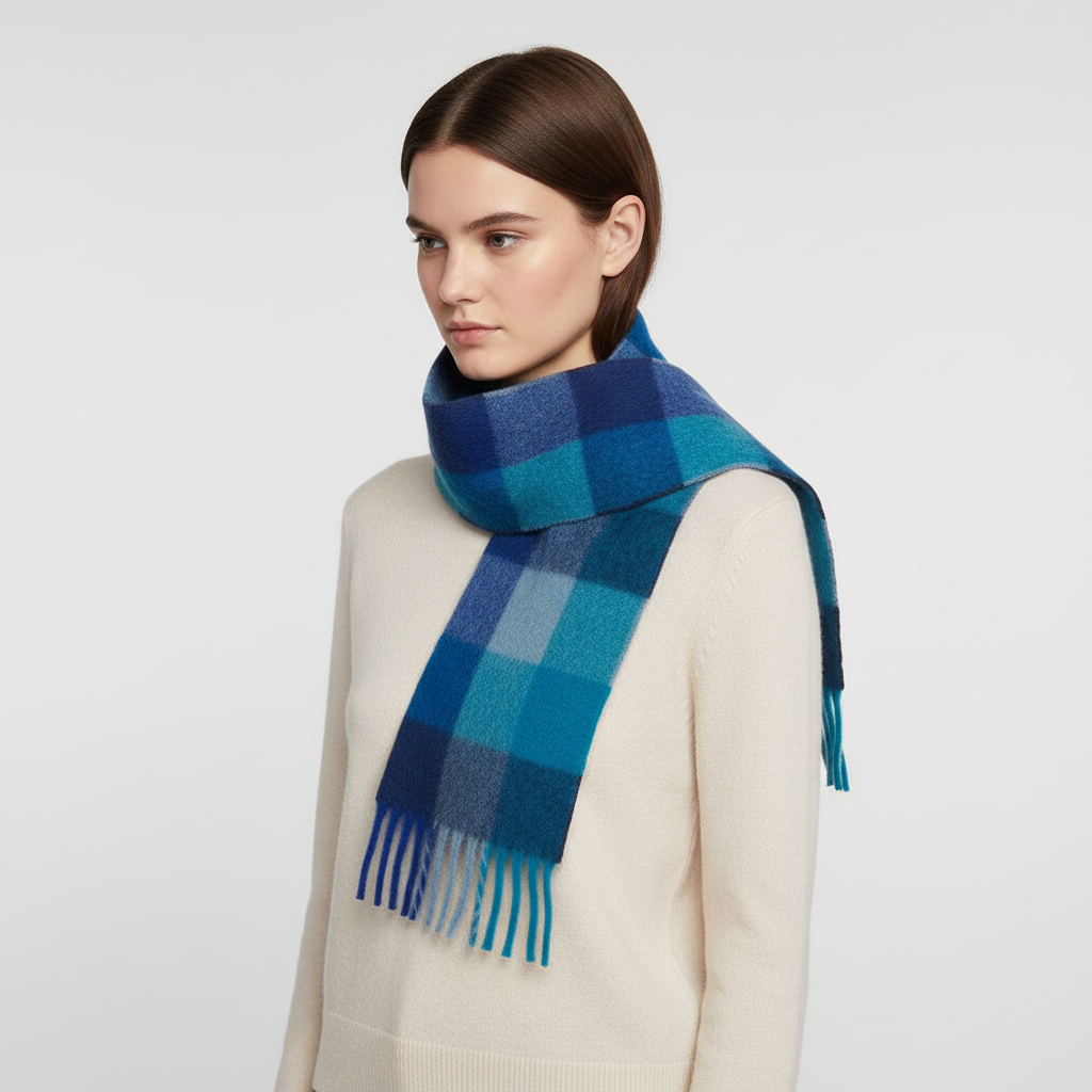 Bufanda de invierno clásica, suave y esponjosa, con estampado de cuadros