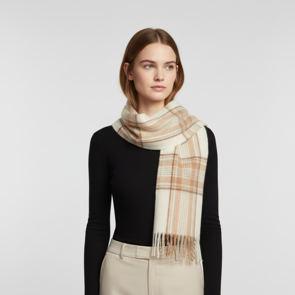 Bufanda de invierno clásica, suave y esponjosa, con estampado de cuadros
