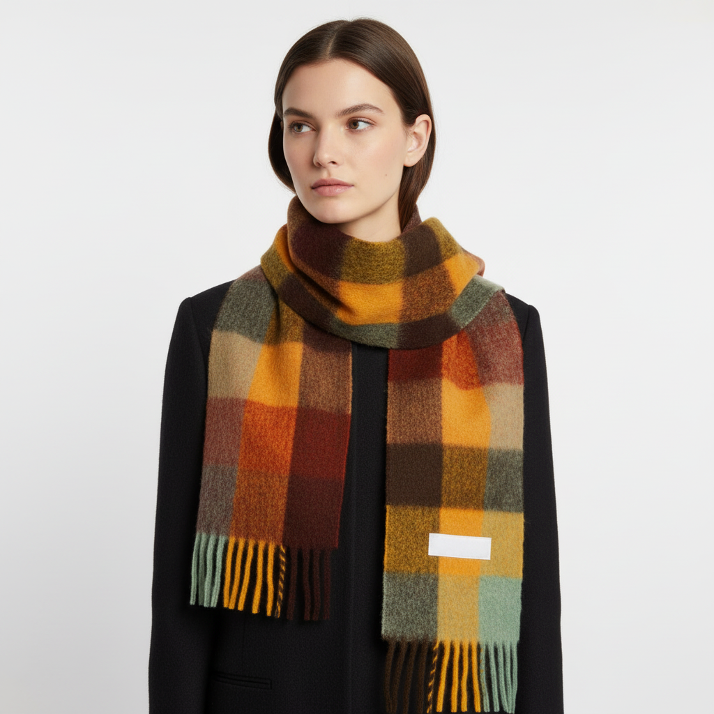 Bufanda de invierno clásica, suave y esponjosa, con estampado de cuadros