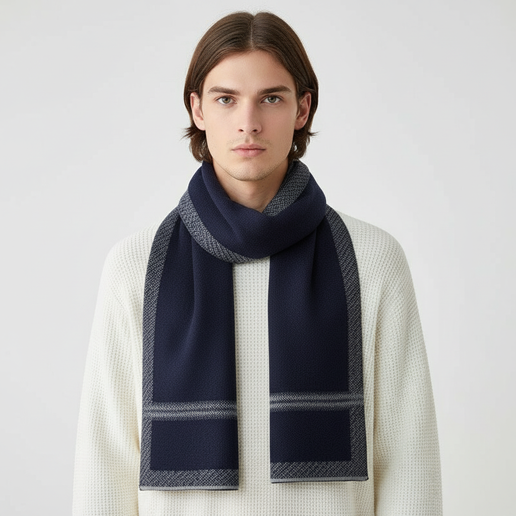 Bufanda de invierno suave y elegante con estampado para hombre
