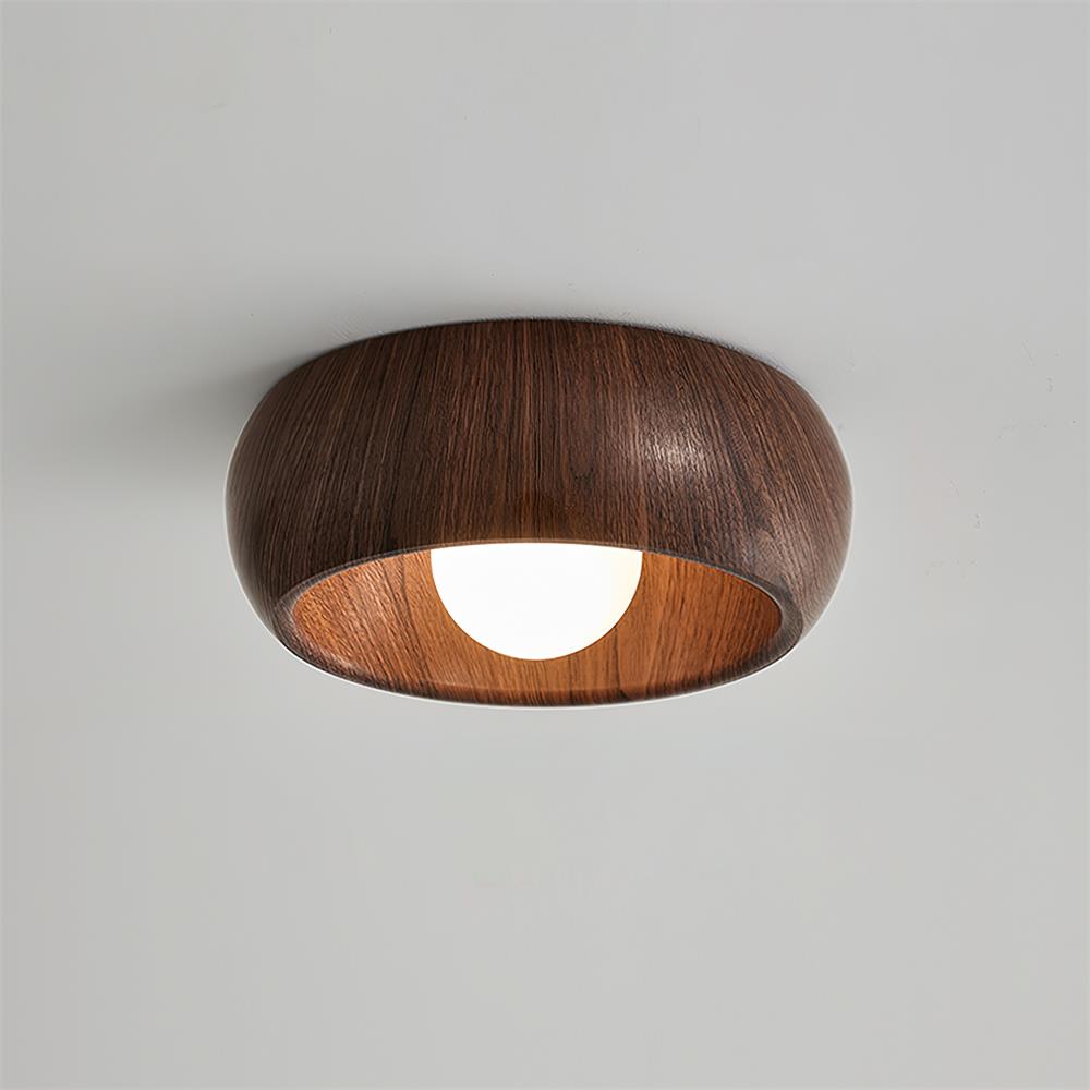 Lámpara de techo minimalista redonda de madera, estilo escandinavo japandi, de superficie