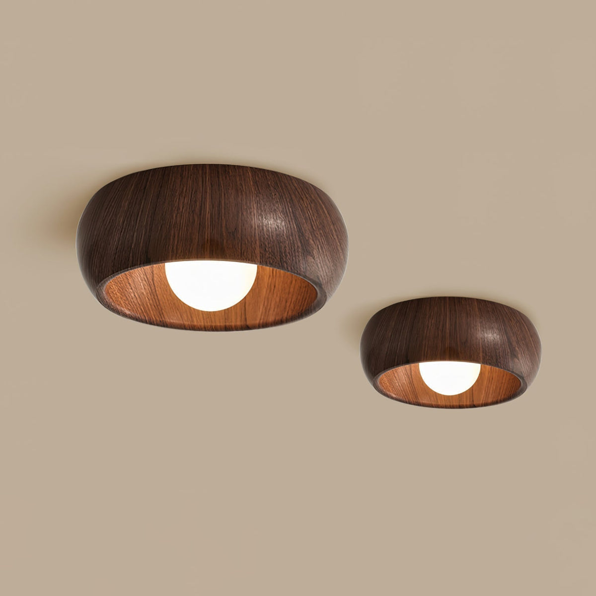 Lámpara de techo minimalista redonda de madera, estilo escandinavo japandi, de superficie
