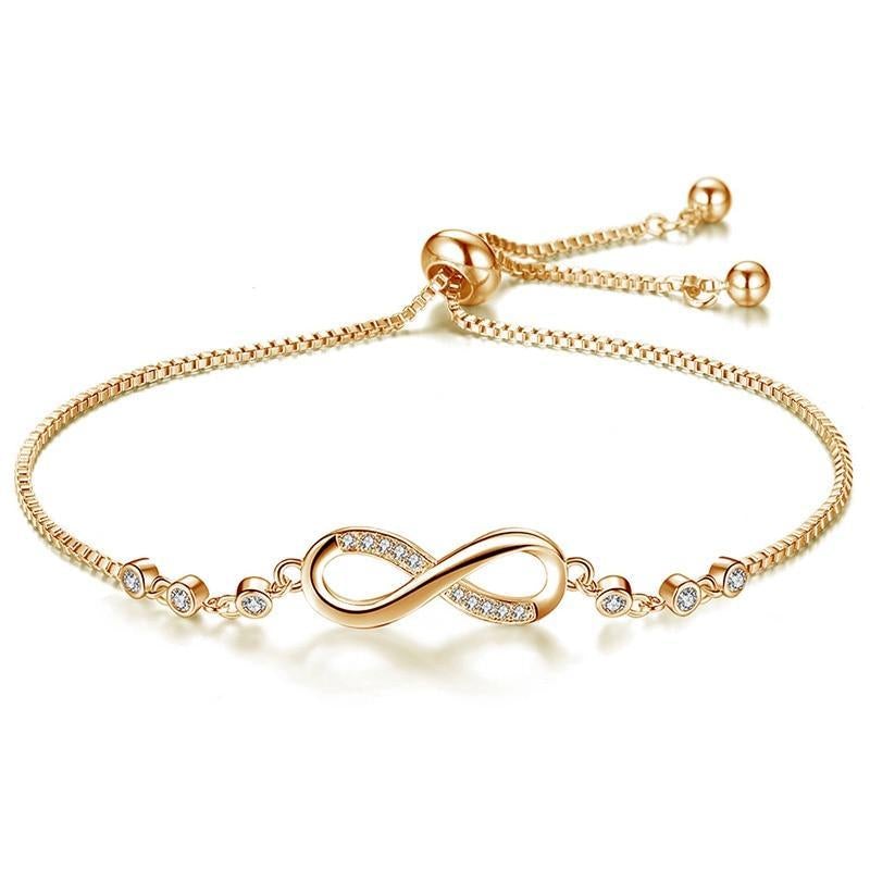 Pulsera ajustable de cadena de plata con símbolo de infinito