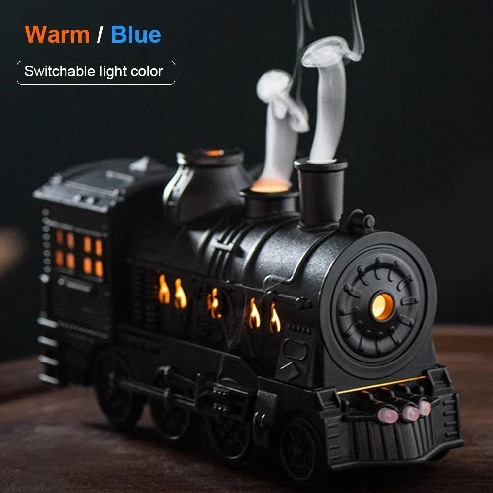 Difusor de aromaterapia y humidificador con forma de locomotora de vapor