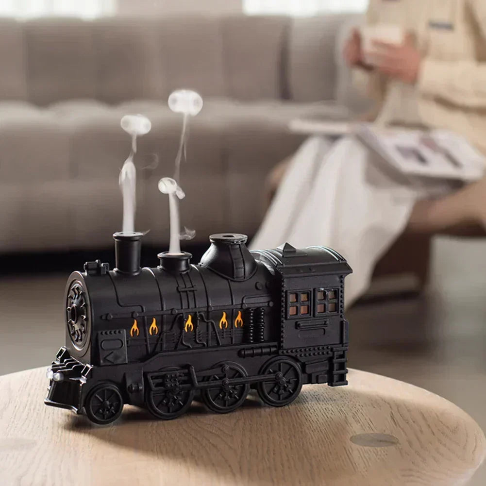 Difusor de aromaterapia y humidificador con forma de locomotora de vapor