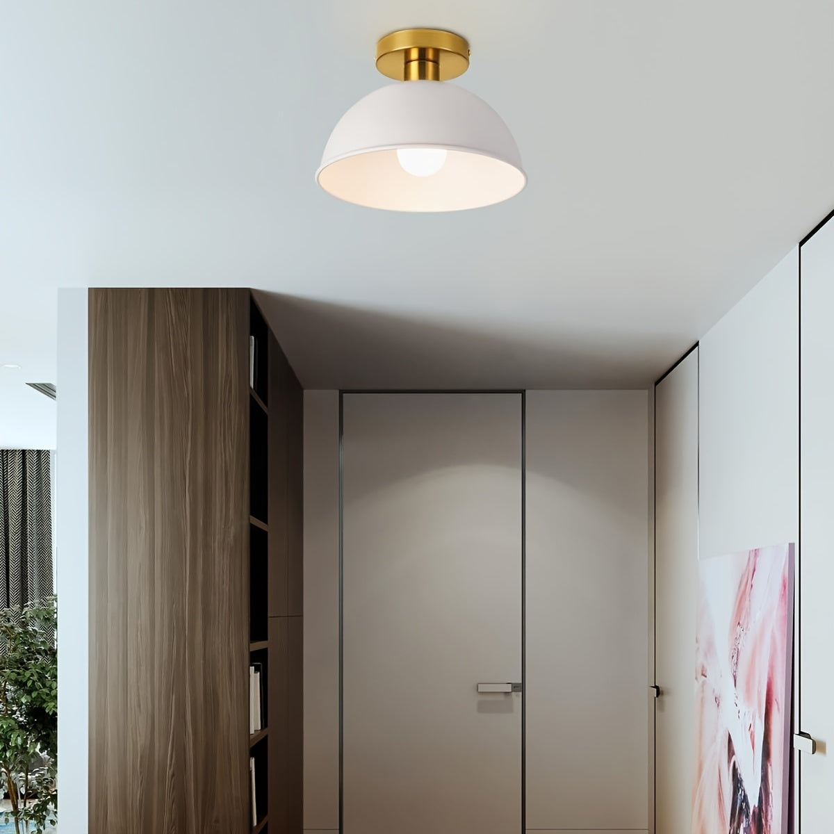 Lámpara de techo semiflush minimalista con cúpula de metal mate