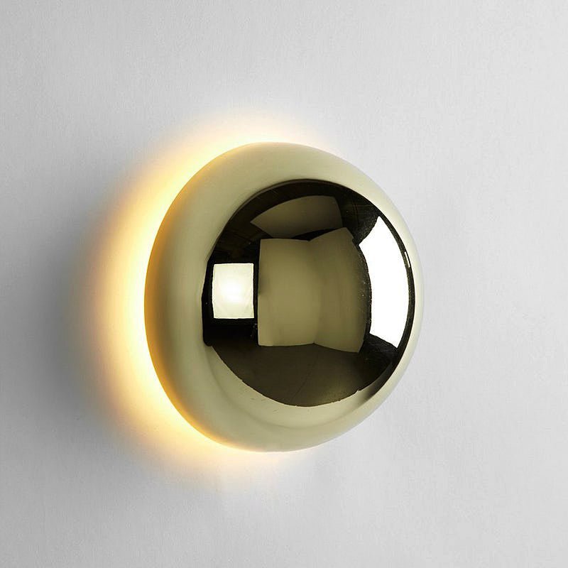 Lámpara de pared escultórica redonda metálica Bauhaus con halo de eclipse