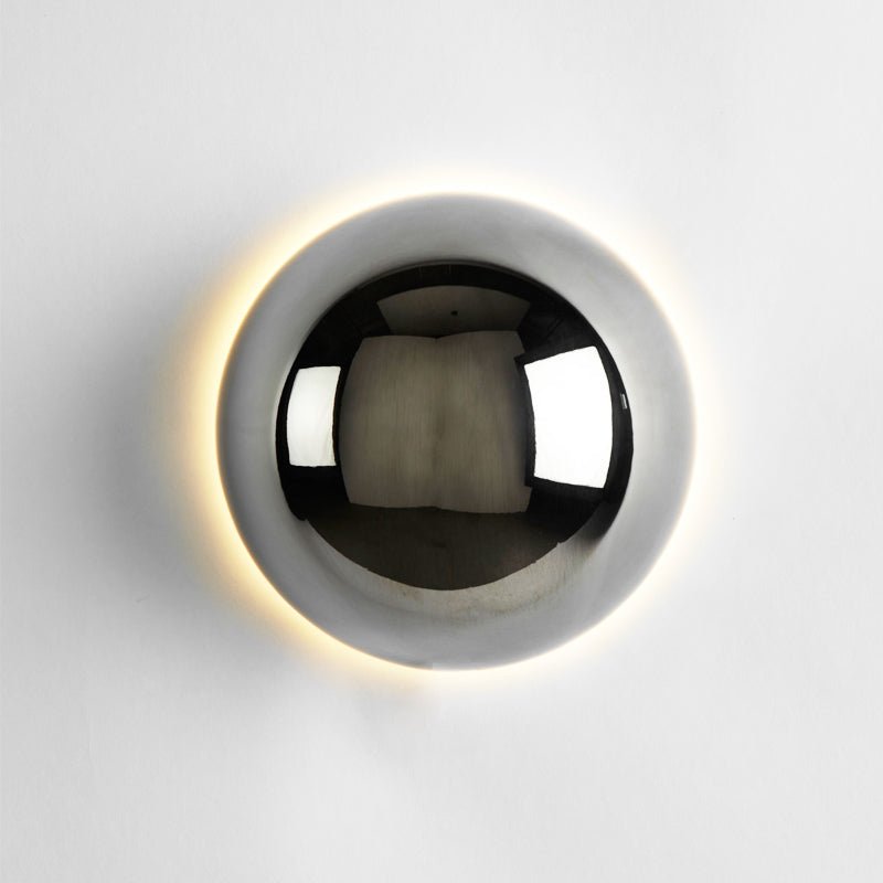 Lámpara de pared escultórica redonda metálica Bauhaus con halo de eclipse