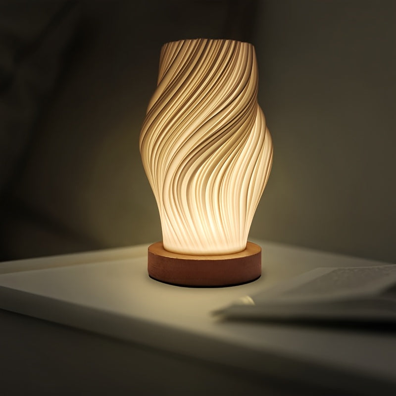 Lámpara de mesa de noche o escritorio con diseño escultórico de ondas en espiral y regulable