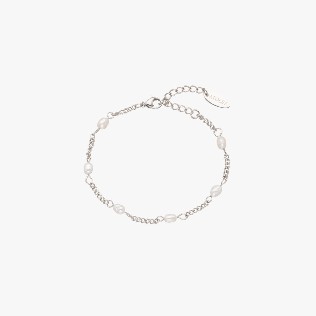 Pulsera artesanal de perlas de agua dulce y acero inoxidable con baño de oro