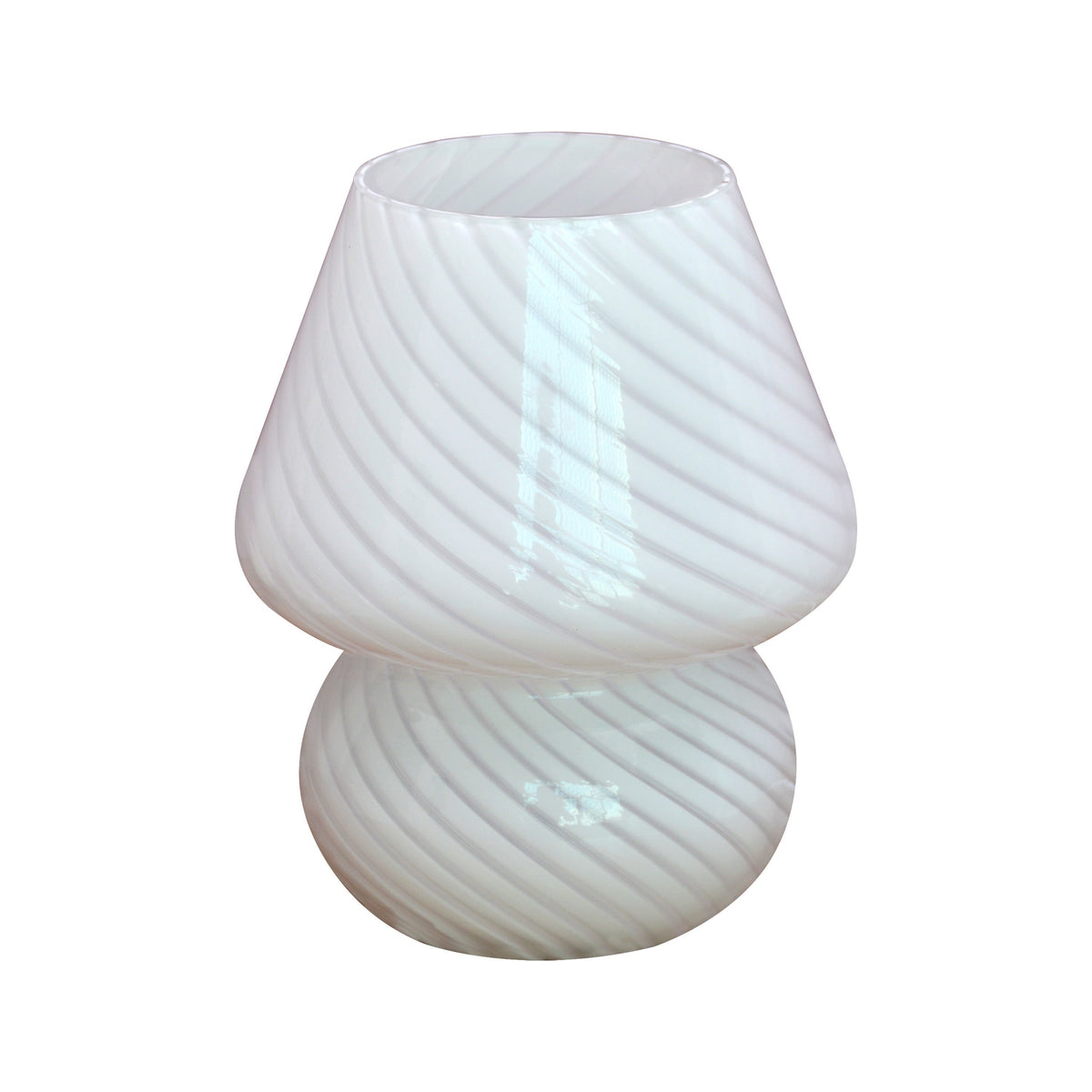 Lámpara de mesa de cristal artístico en espiral con forma de champiñón y regulable