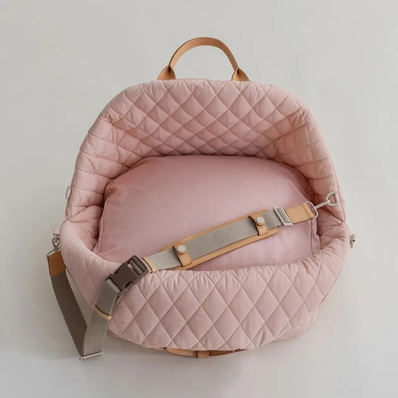 Bolso tote portamascotas de malla transpirable con asa acolchada