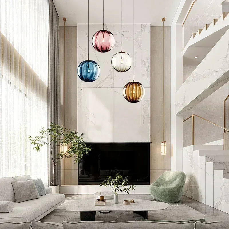 Lámpara colgante contemporánea de bajo consumo con globo de vidrio estilo nórdico