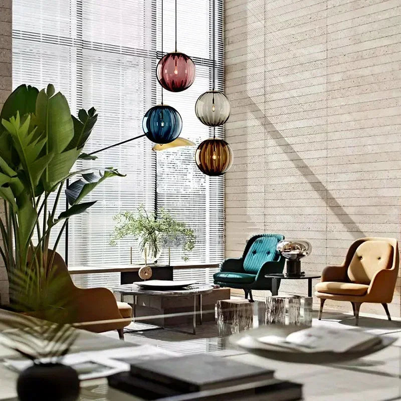 Lámpara colgante contemporánea de bajo consumo con globo de vidrio estilo nórdico