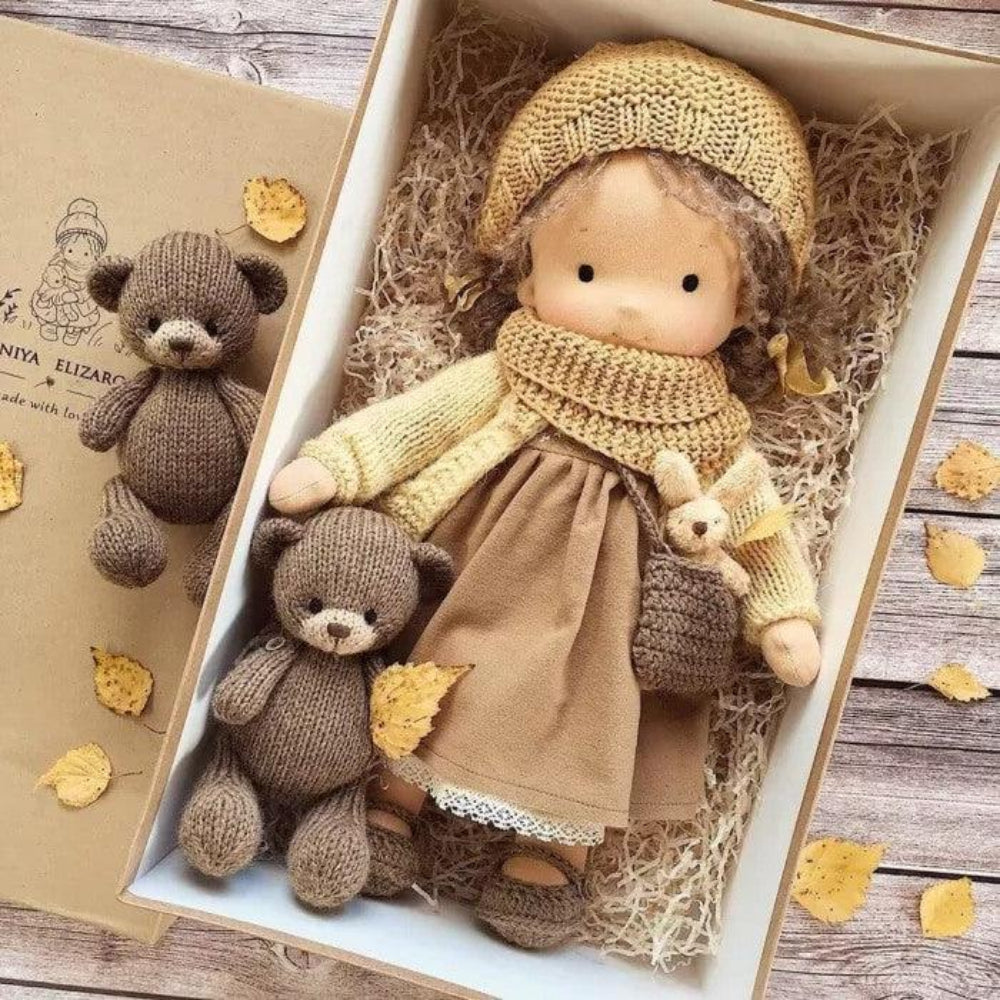 Juguete de compañía hecho a mano, encantador y suave, con muñeca de peluche para bebé