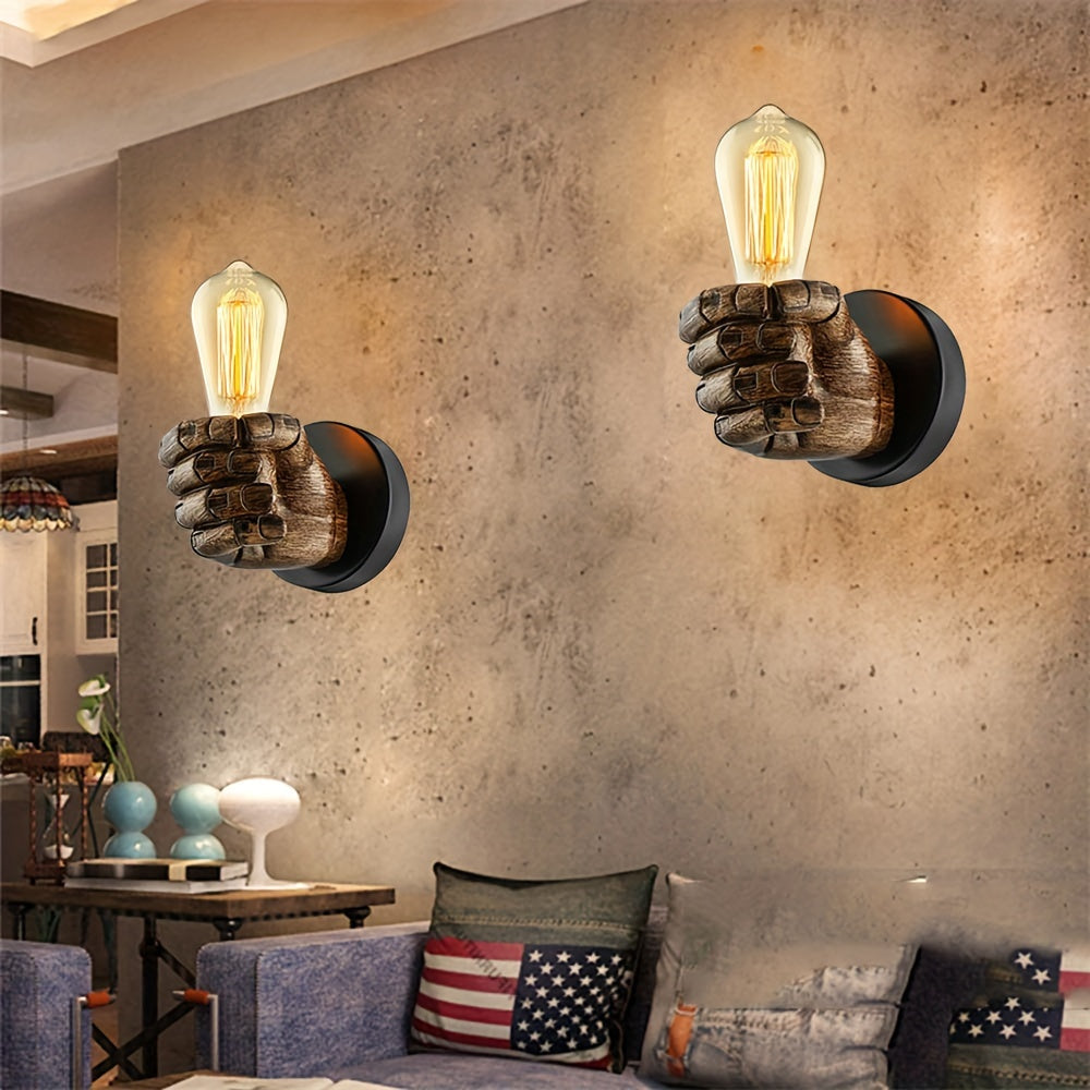 Lámpara de pared industrial escultórica de resina con forma de mano