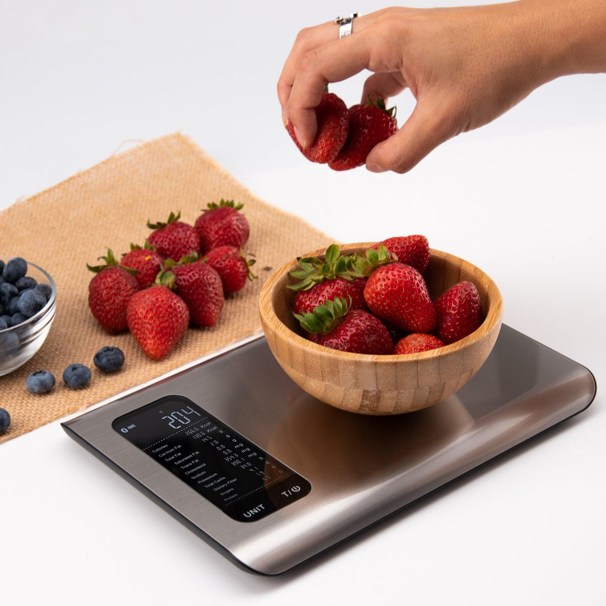 Báscula digital de cocina compacta y rectangular de acero inoxidable