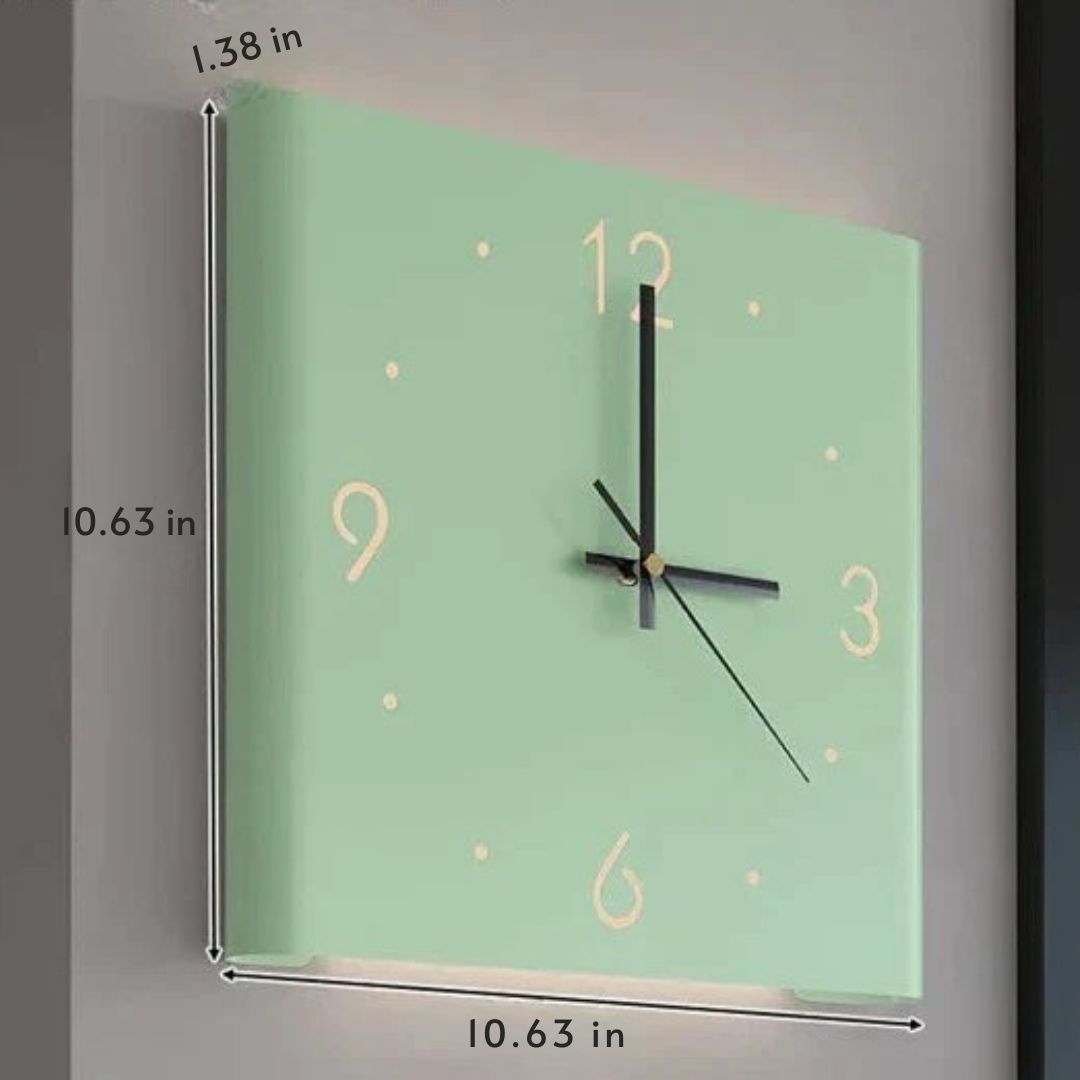 Reloj de pared cuadrado minimalista iluminado de hierro, silencioso y de doble cara