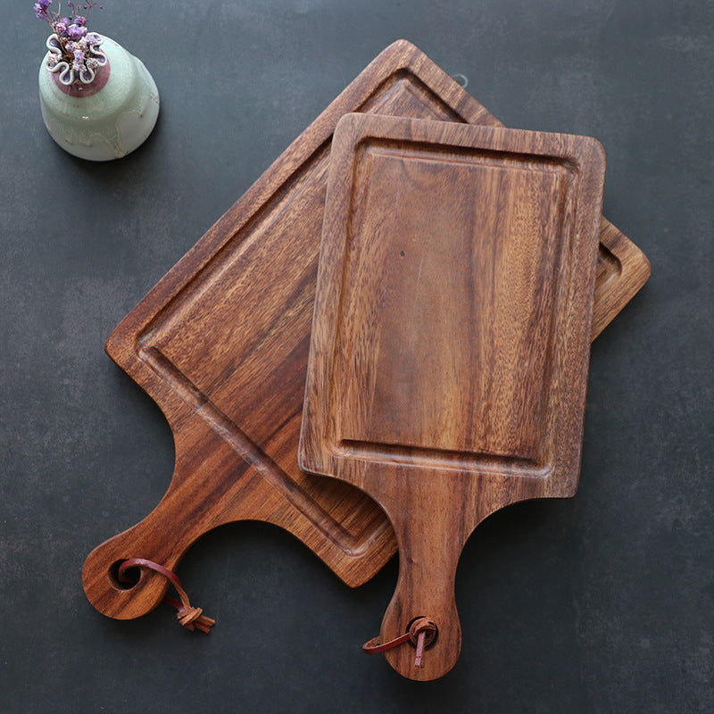 Tabla de cortar de madera maciza de diseño elegante y minimalista, apta para cuchillos