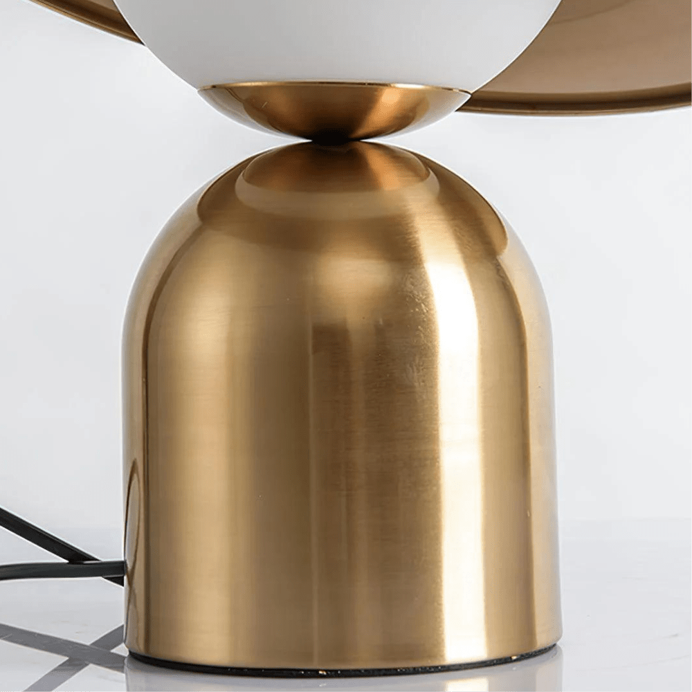 Lámpara de mesa regulable de metal y vidrio retro con forma de sombrero divertido