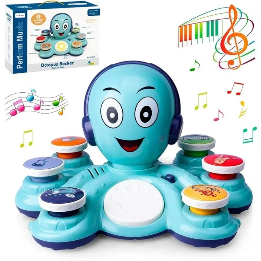 Juguete musical interactivo sensorial y portátil de pulpo amigable