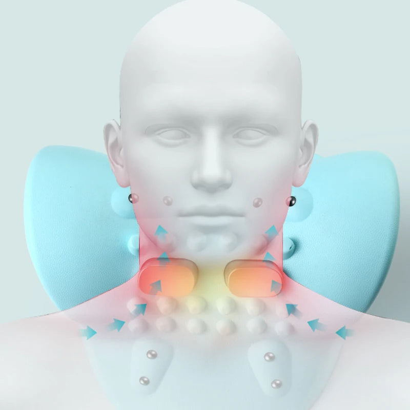 Dispositivo ergonómico portátil de masaje cervical con calor, vibración y EMS