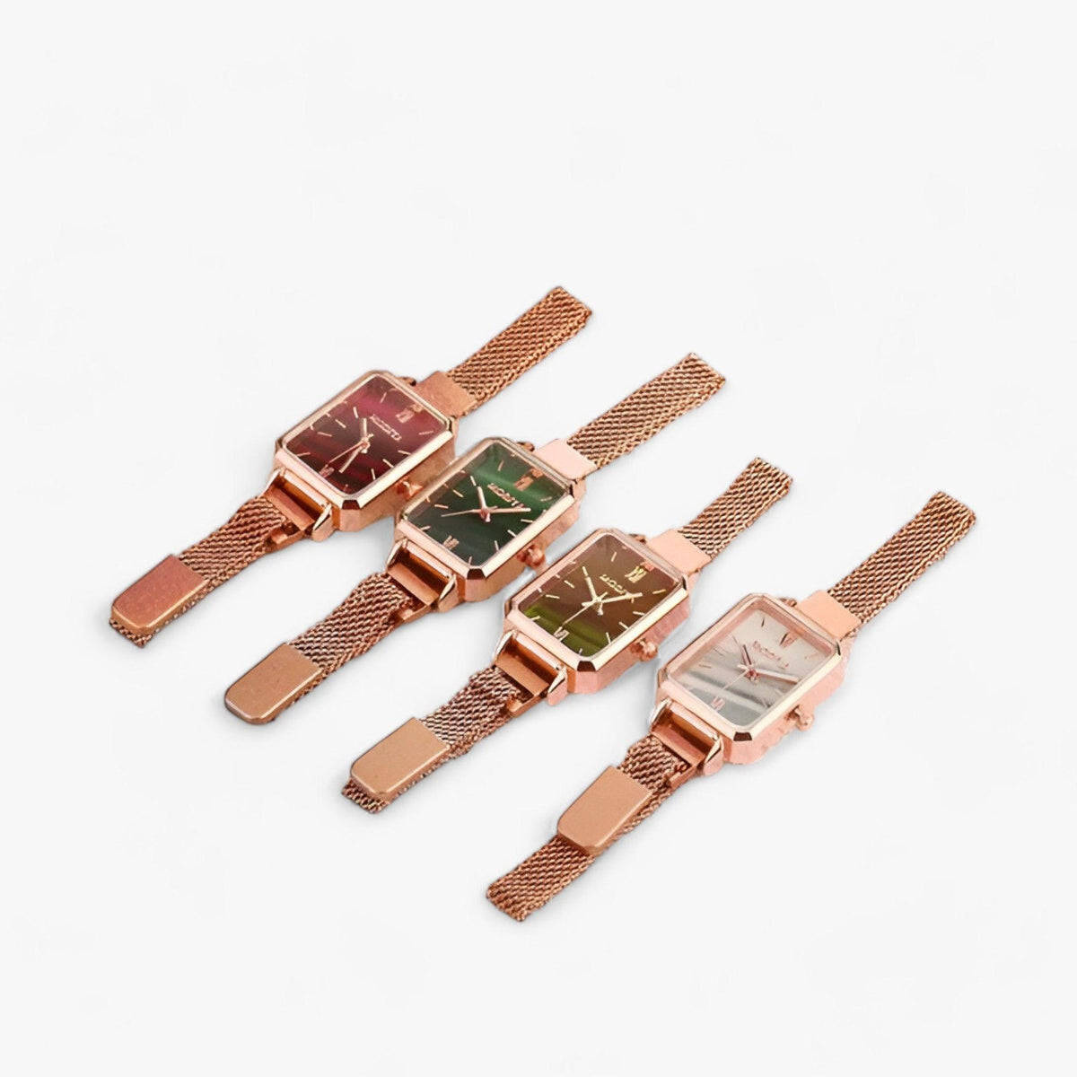 Reloj de pulsera de cuarzo con esfera cuadrada, correa de malla y cierre magnético