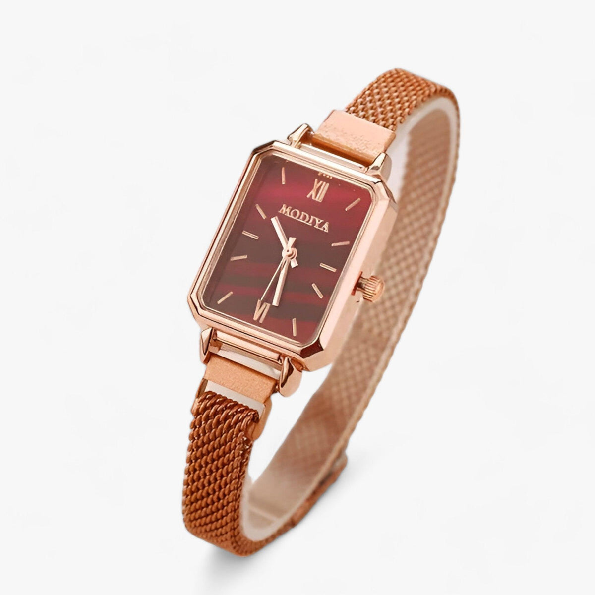 Reloj de pulsera de cuarzo con esfera cuadrada, correa de malla y cierre magnético