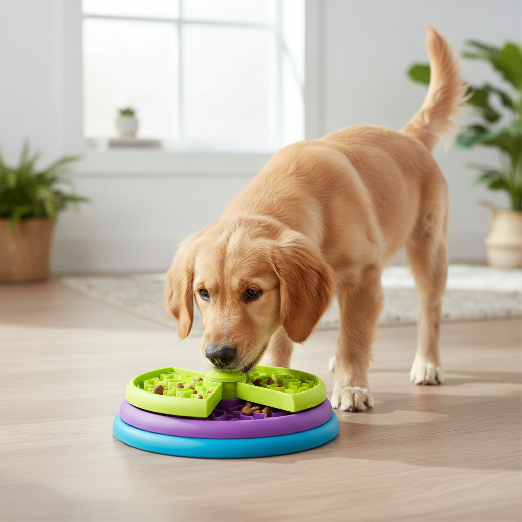 Cuenco interactivo para perros con diseño de alimentación lenta y varios niveles de búsqueda de comida