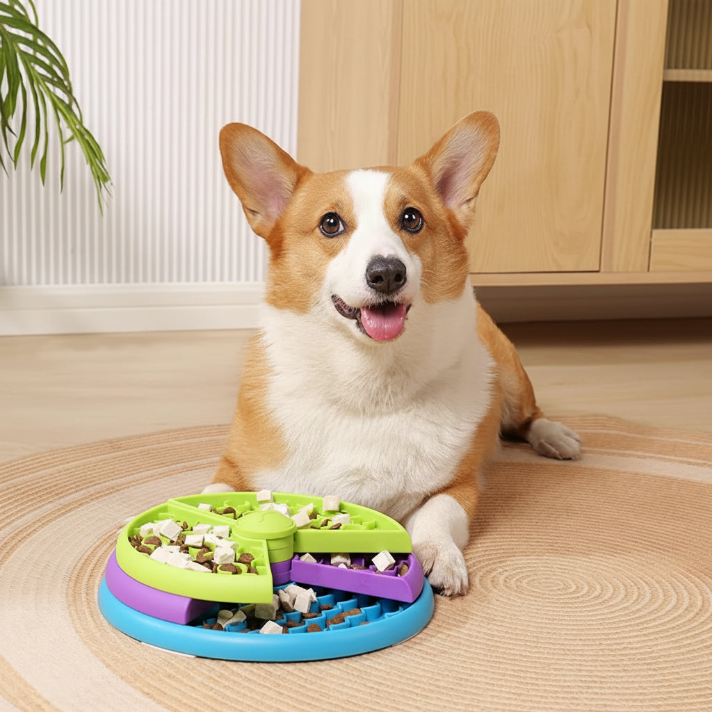 Cuenco interactivo para perros con diseño de alimentación lenta y varios niveles de búsqueda de comida