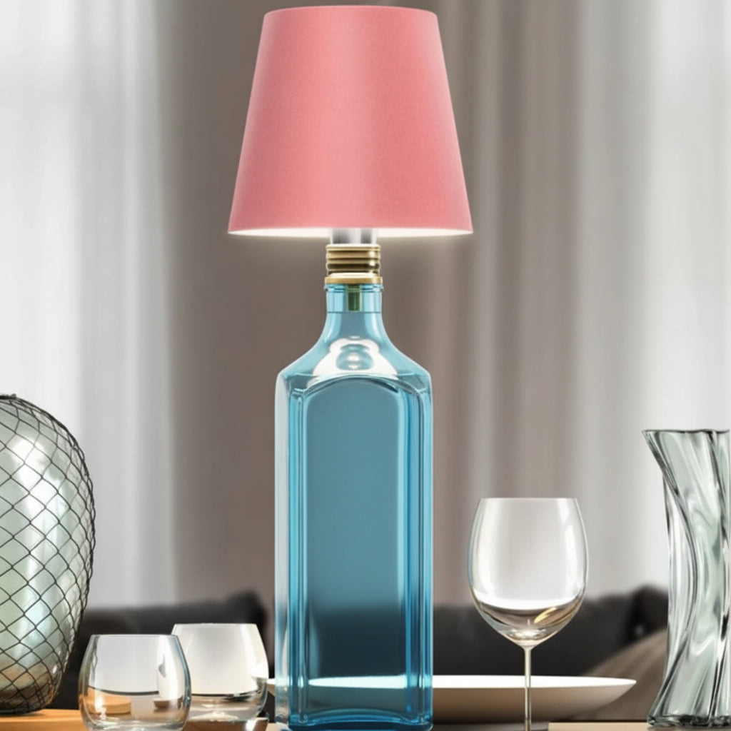 Lámpara de mesa inalámbrica con accesorio para botella, recargable y con ambiente ajustable
