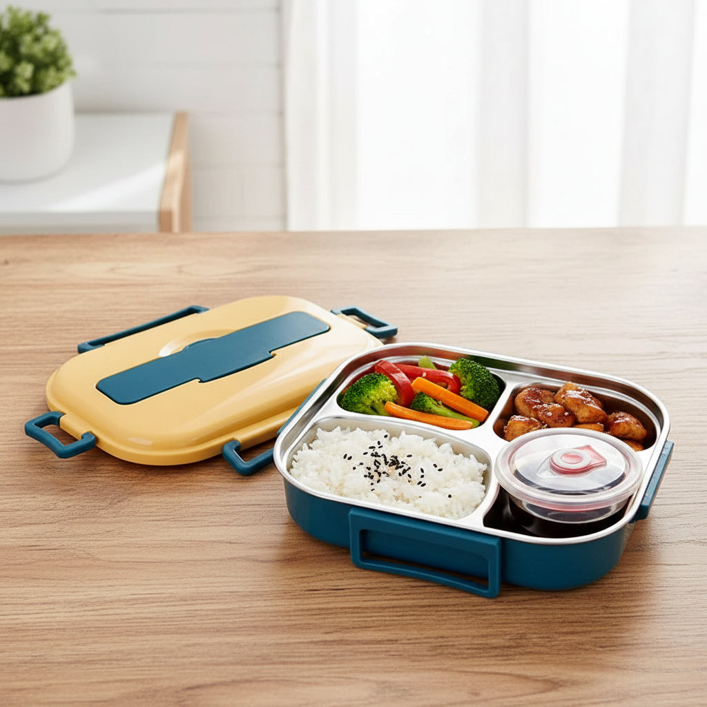 Recipiente térmico compartimentado para almacenar alimentos, tipo bento, para el almuerzo