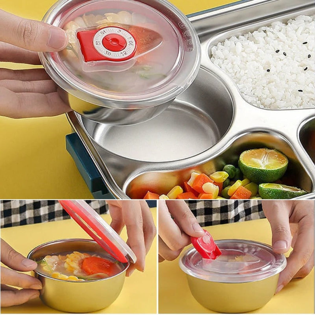 Recipiente térmico compartimentado para almacenar alimentos, tipo bento, para el almuerzo