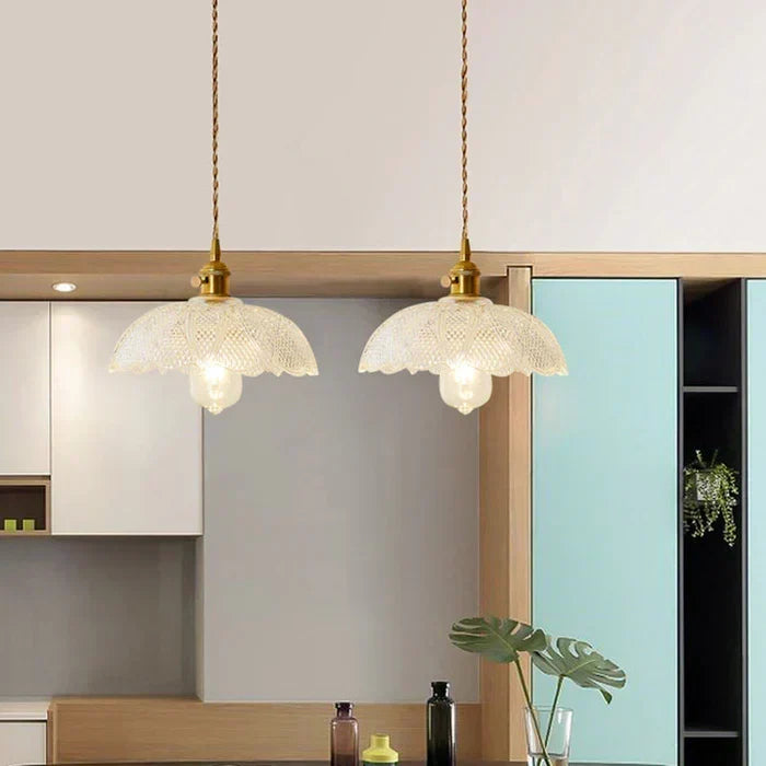 Lámpara colgante industrial para comedor con pantalla redonda de vidrio soplado a mano