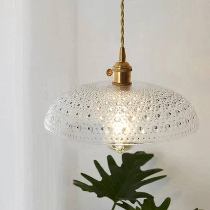 Lámpara colgante industrial para comedor con pantalla redonda de vidrio soplado a mano