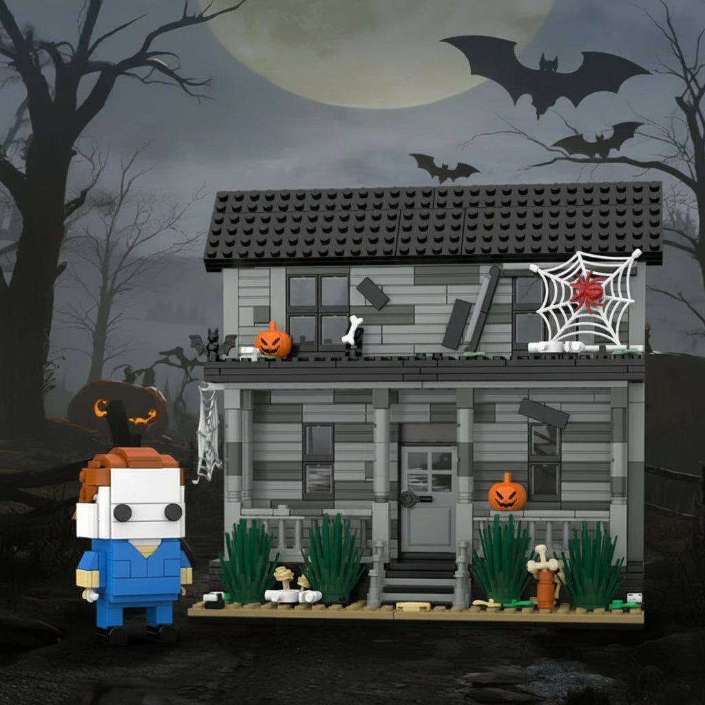 Set de juguete de bloques de construcción de una casa encantada para Halloween