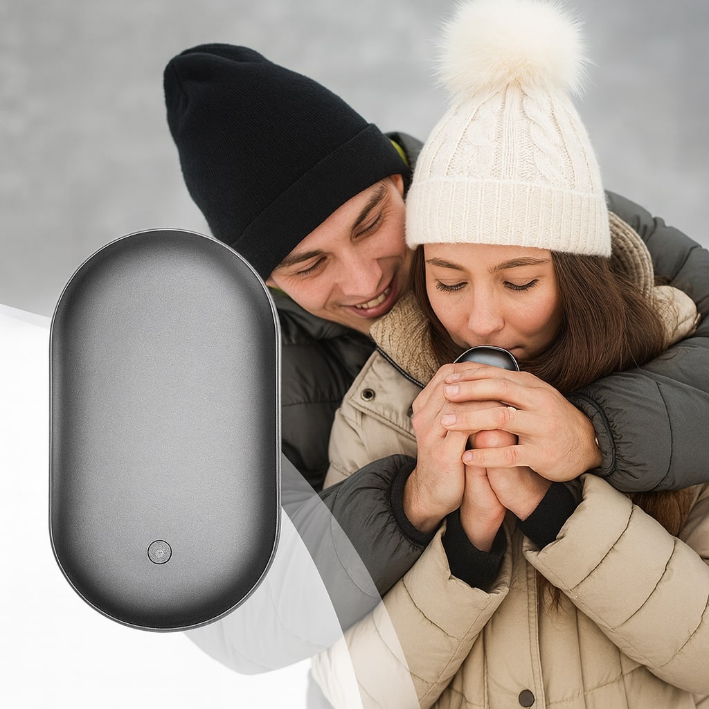 Calientamanos eléctrico compacto y recargable con doble función de batería externa y cargador