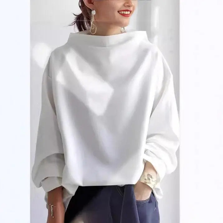 Jersey de cuello alto para mujer, de manga larga y corte extragrande