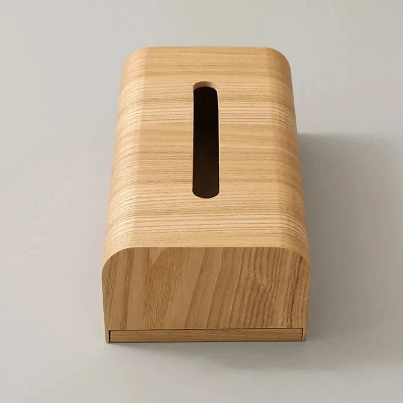 Portapañuelos de madera maciza de nogal con bordes curvos