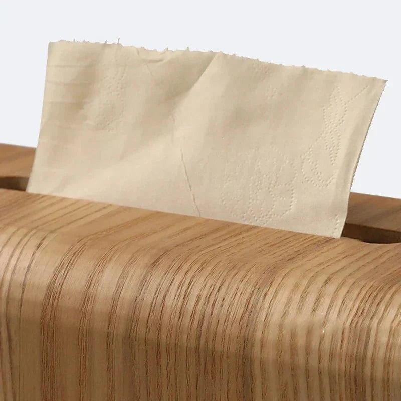 Portapañuelos de madera maciza de nogal con bordes curvos
