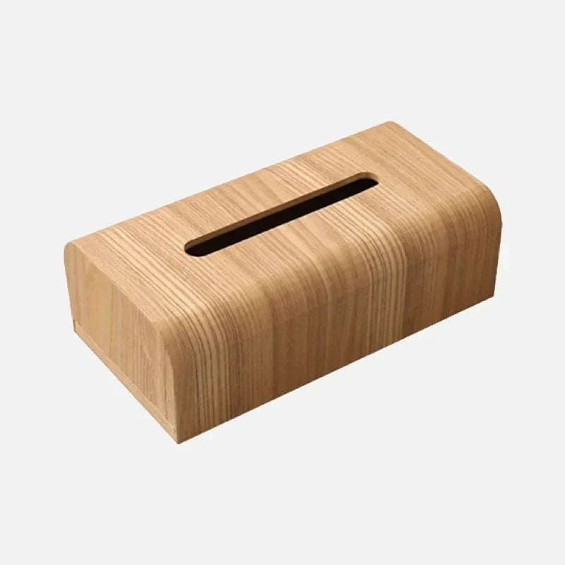 Portapañuelos de madera maciza de nogal con bordes curvos