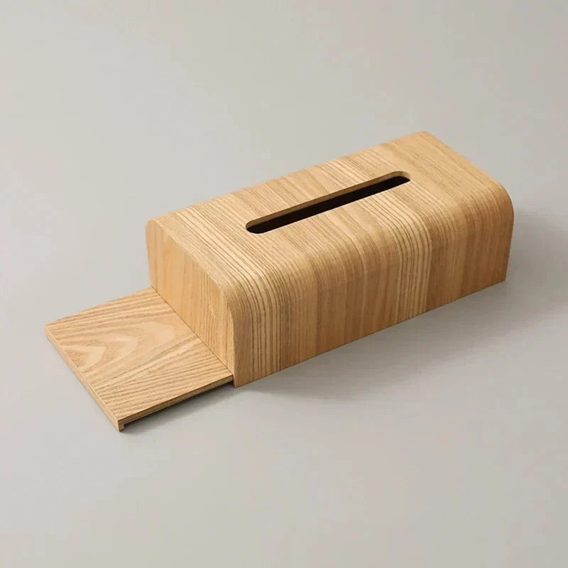 Portapañuelos de madera maciza de nogal con bordes curvos