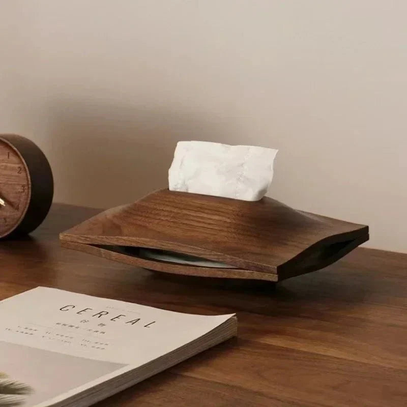 Portapañuelos rectangular escandinavo minimalista de madera de pino