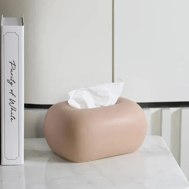 Funda minimalista de cerámica lisa y brillante para caja de pañuelos