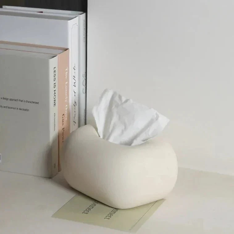 Funda minimalista de cerámica lisa y brillante para caja de pañuelos
