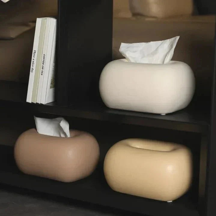 Funda minimalista de cerámica lisa y brillante para caja de pañuelos