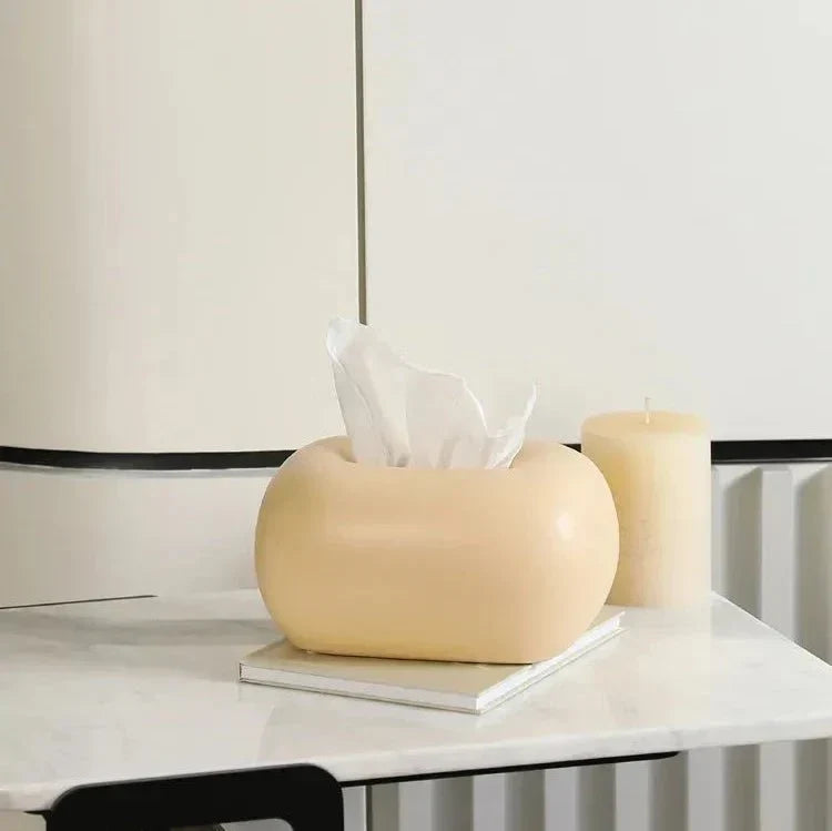 Funda minimalista de cerámica lisa y brillante para caja de pañuelos
