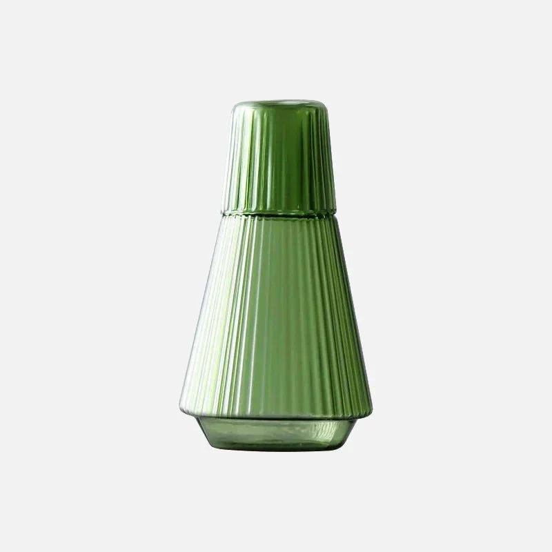 Juego de jarra de agua de vidrio de borosilicato plisado con vasos apilables